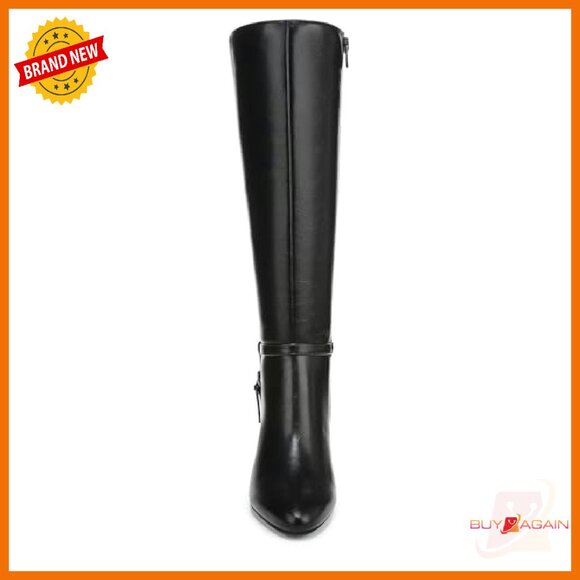 Knee-High Dress Boots with Stiletto Heel, Side Zip, Faux Leather - Picture 3 of 8